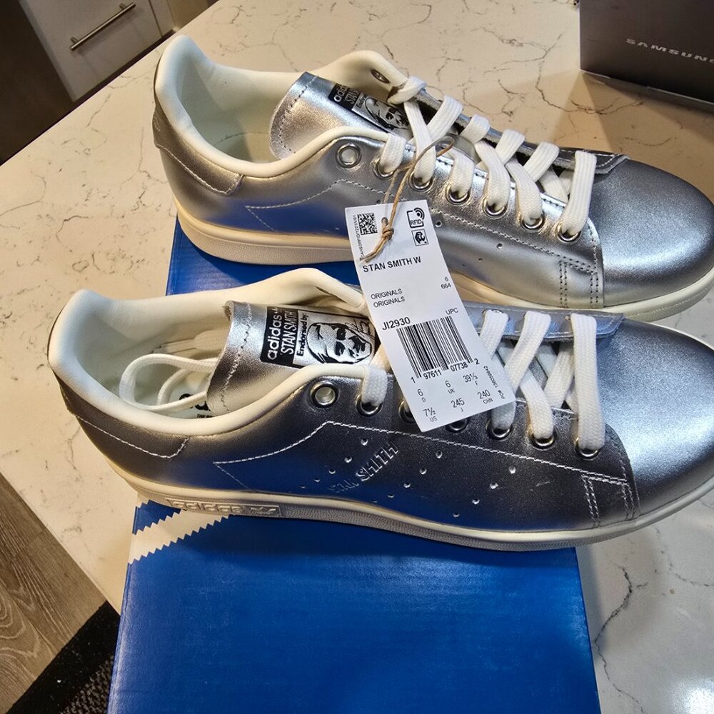 Adidas Women's Stan Smith 'Silver Metallic' Shoes JI2930 SIZE 7.5 NEW SNEAKERS